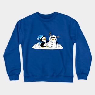 Penguin couple in snow Crewneck Sweatshirt